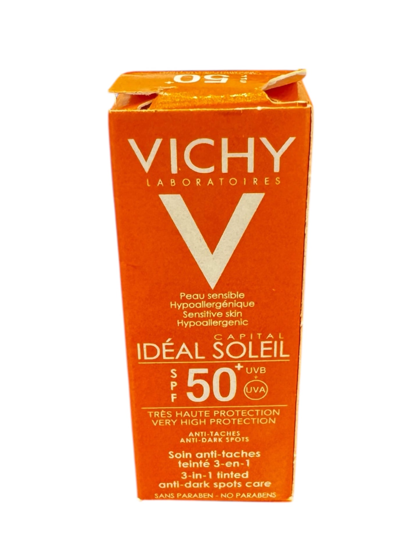 Protector solar facial Vichy Capital Soleil SPF 50, bloqueador solar antienvejecimiento para la cara con protección solar UVA y UBA, protector solar facial diario para pieles sensibles, sin oxibenzona, protector solar de tamaño de viaje para la cara
