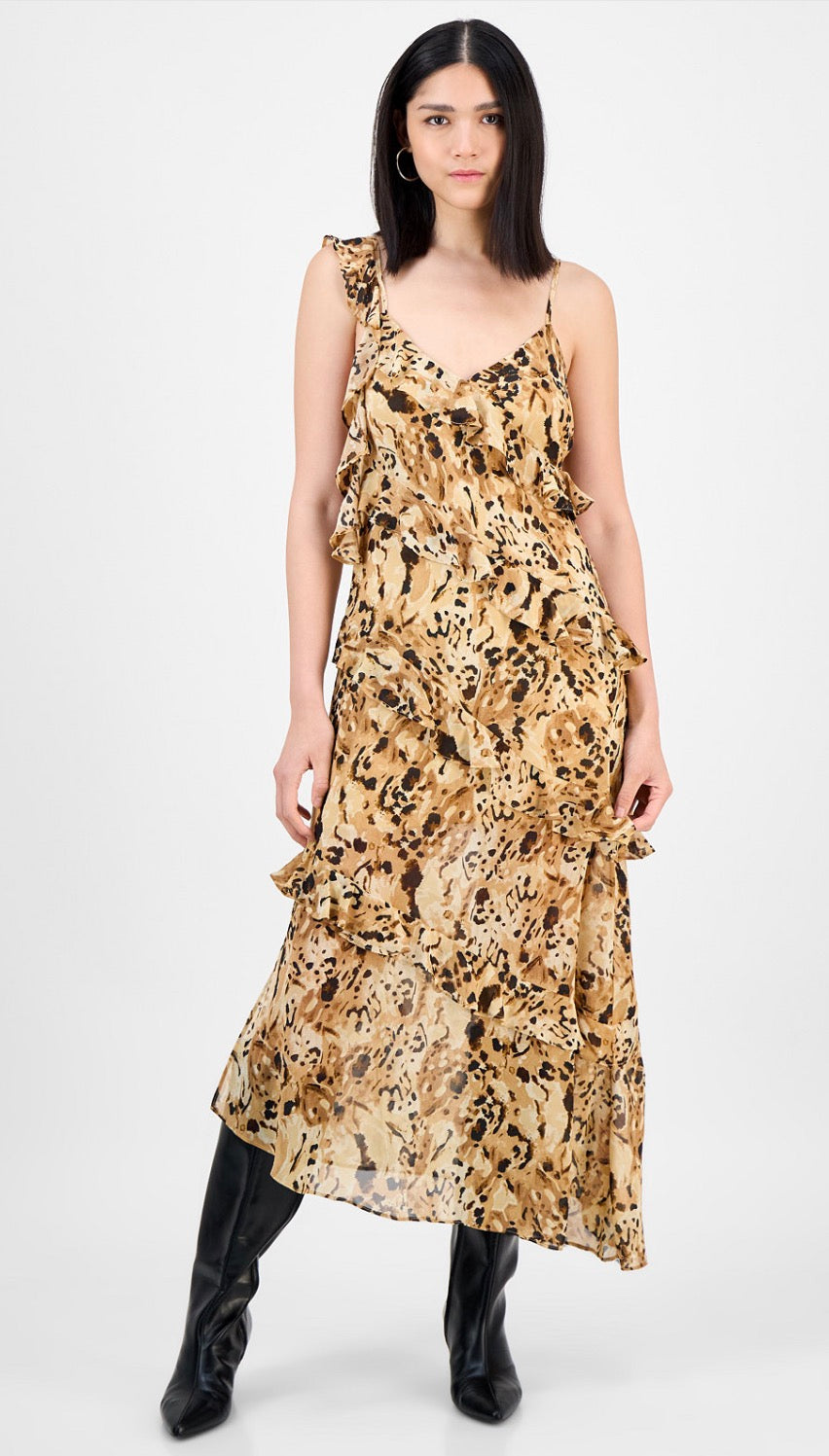 Vestido sin mangas con estampado de leopardo para mujer