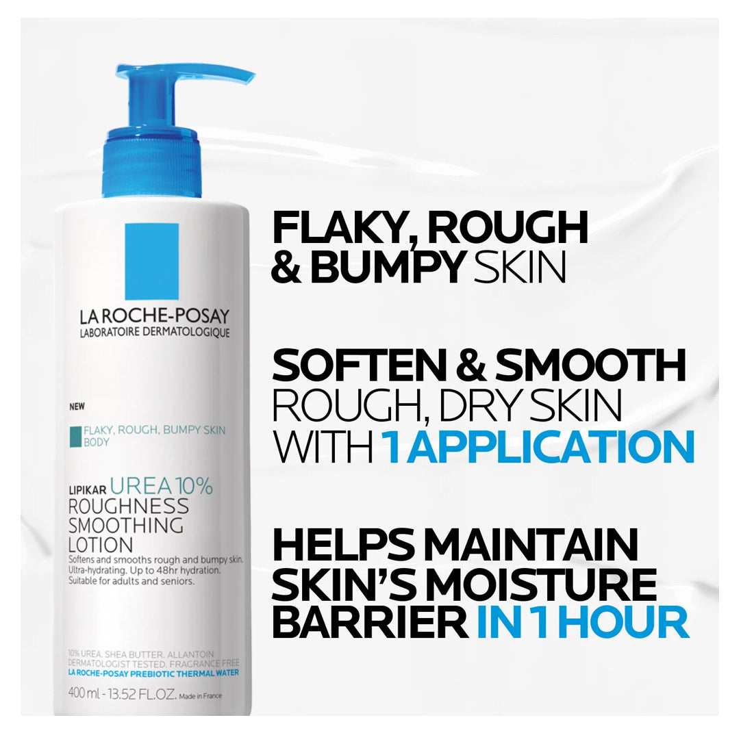 La Roche-Posay LIPIKAR UREA 10% ROUGHNESS SMOOTHING LOTION, 13.52 FL OZ