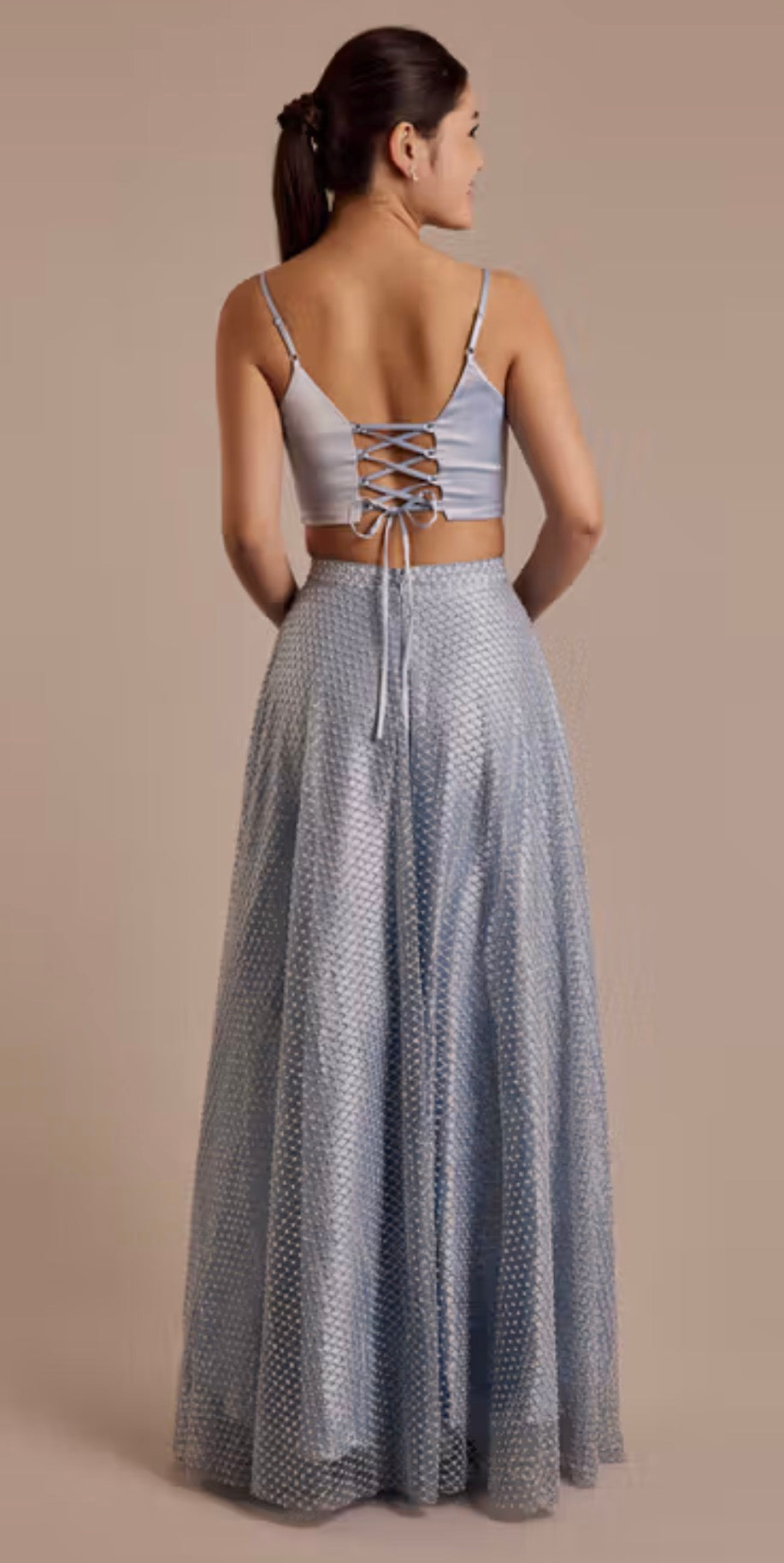 Conjunto de vestido Crystal Doll de fiesta de dos piezas y top con cordones
