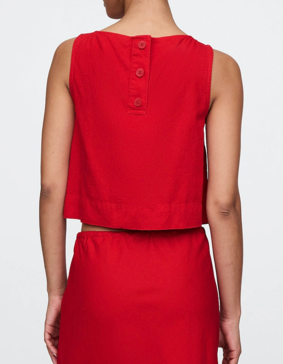 Camiseta sin mangas de concha de mezcla de lino GAP de mujer
