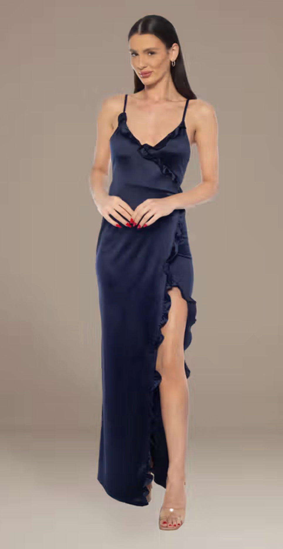 Vestido Jump tubo con volantes de punto y cuello en V y abertura
