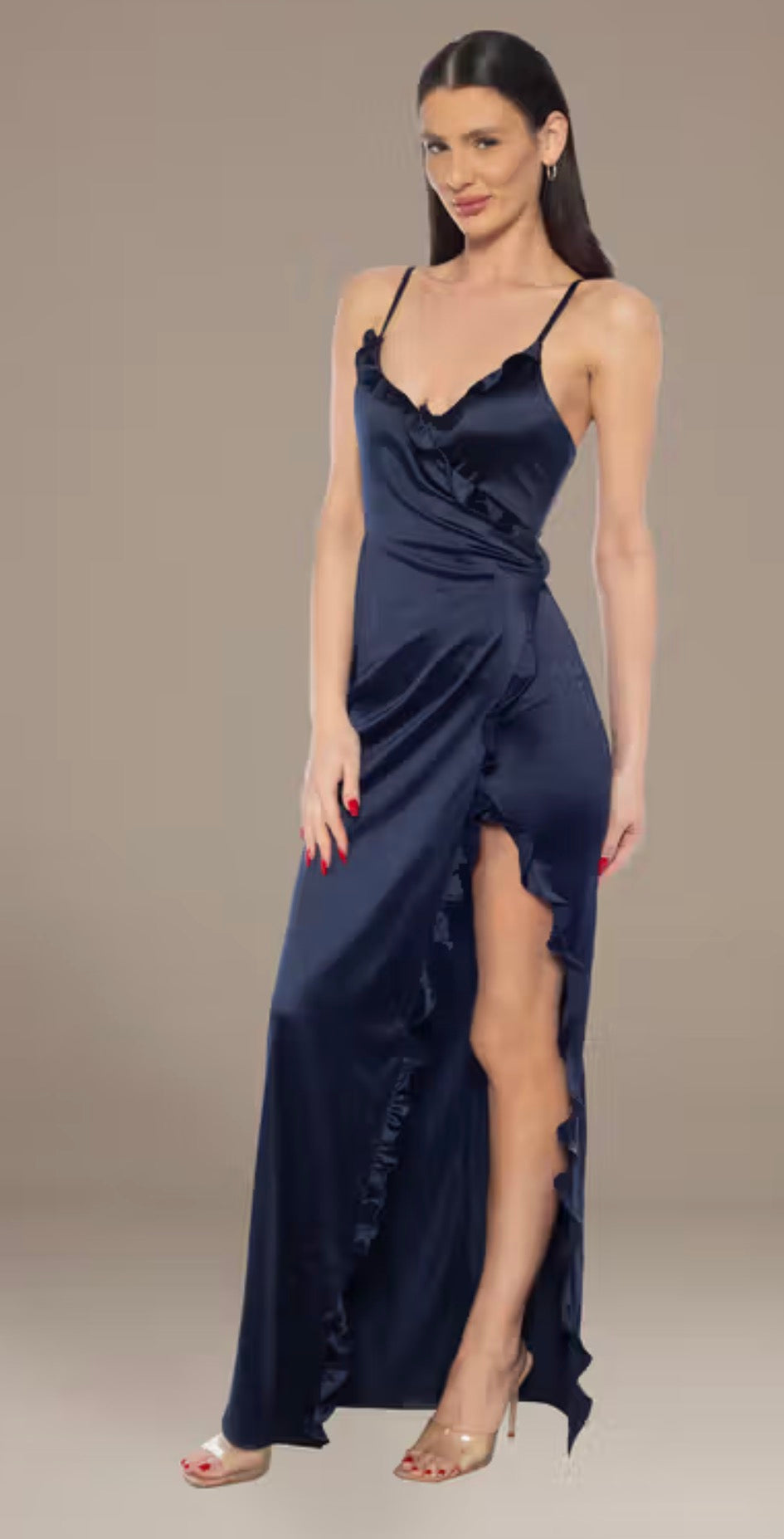 Vestido Jump tubo con volantes de punto y cuello en V y abertura