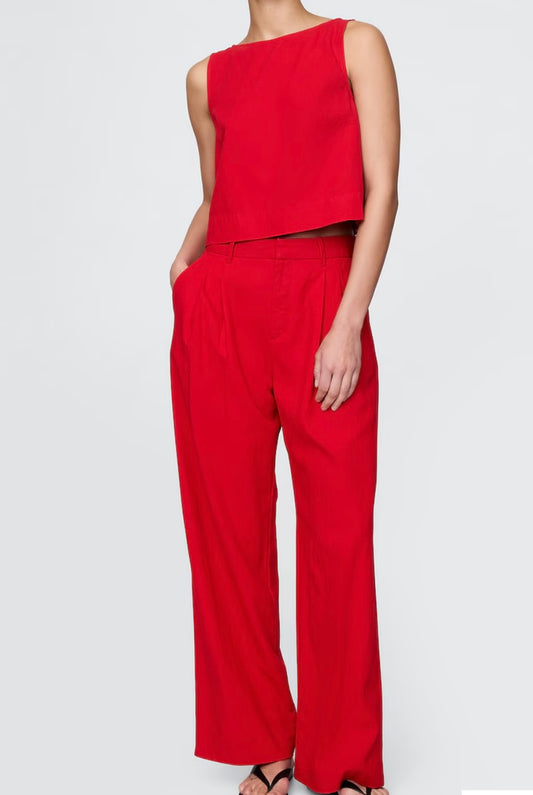 Pantalones de mezcla de lino de cintura alta GAP de mujer