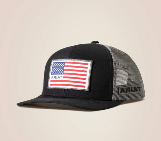 Gorra ARIAT de parche con logo bandera negro