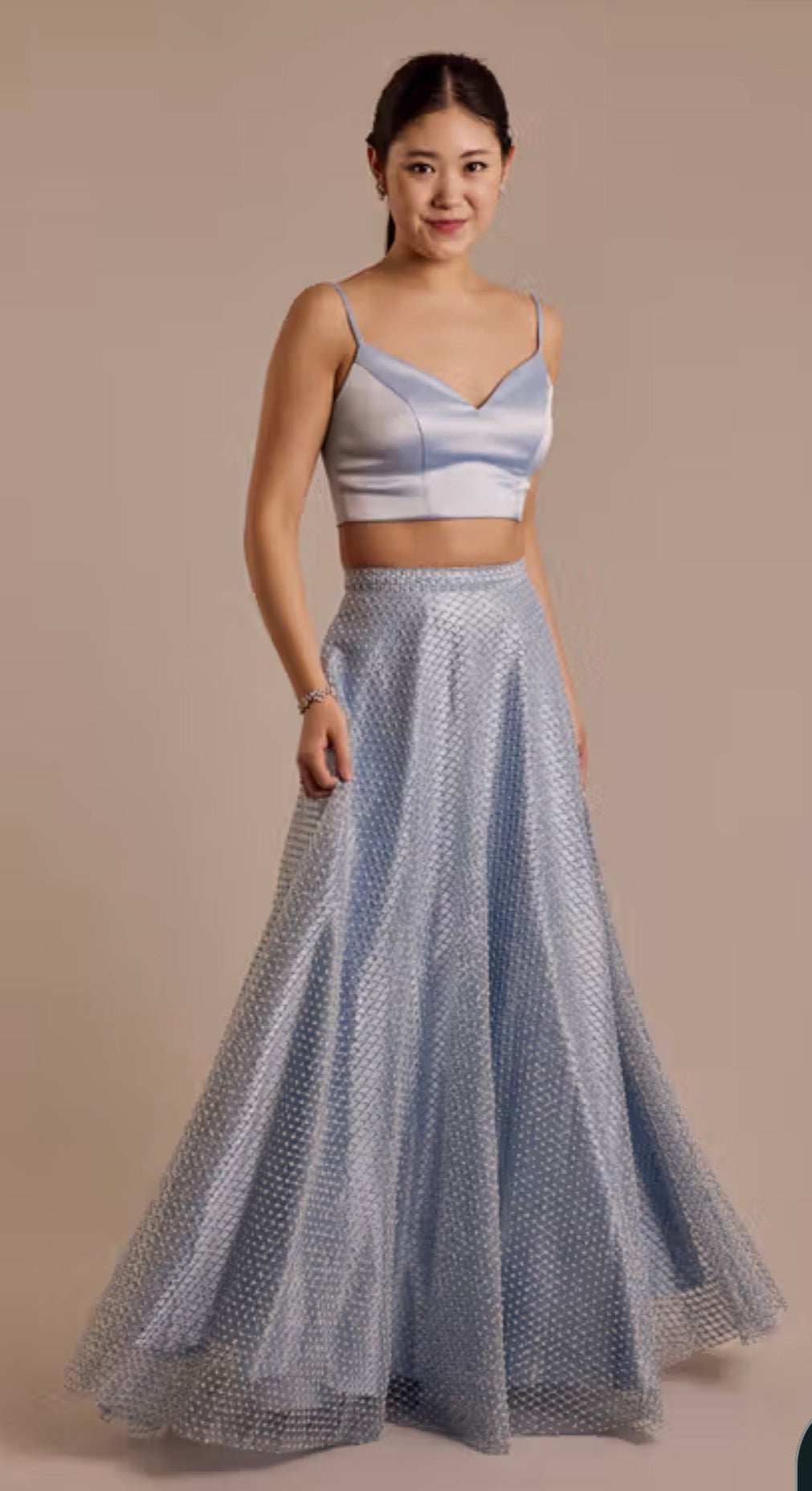 Conjunto de vestido Crystal Doll de fiesta de dos piezas y top con cordones