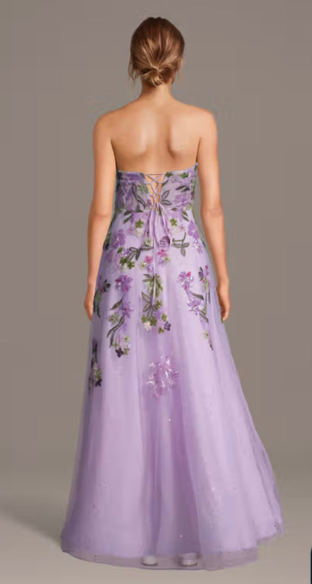 Vestido JULES and CLEO Sculpted Strapless Neckline Floral Applique Dress
