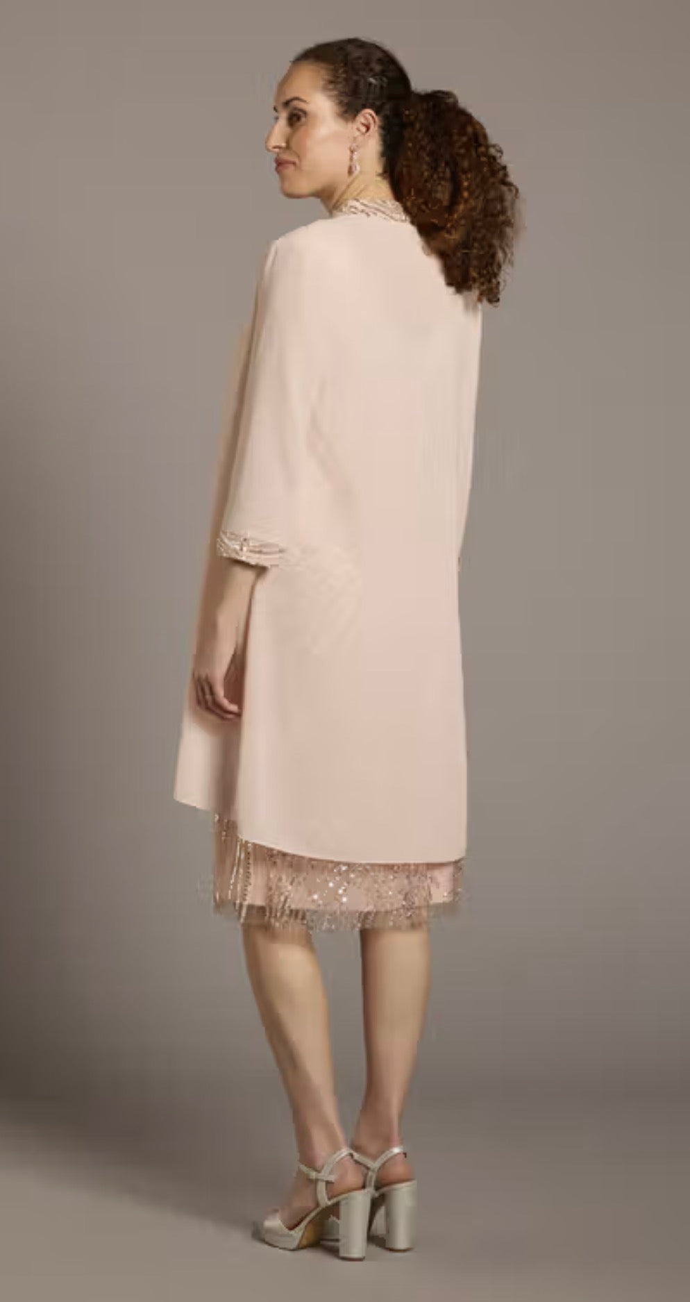 Vestido OLEG CASSINI Vestido de chaqueta corto de lentejuelas y perlas
