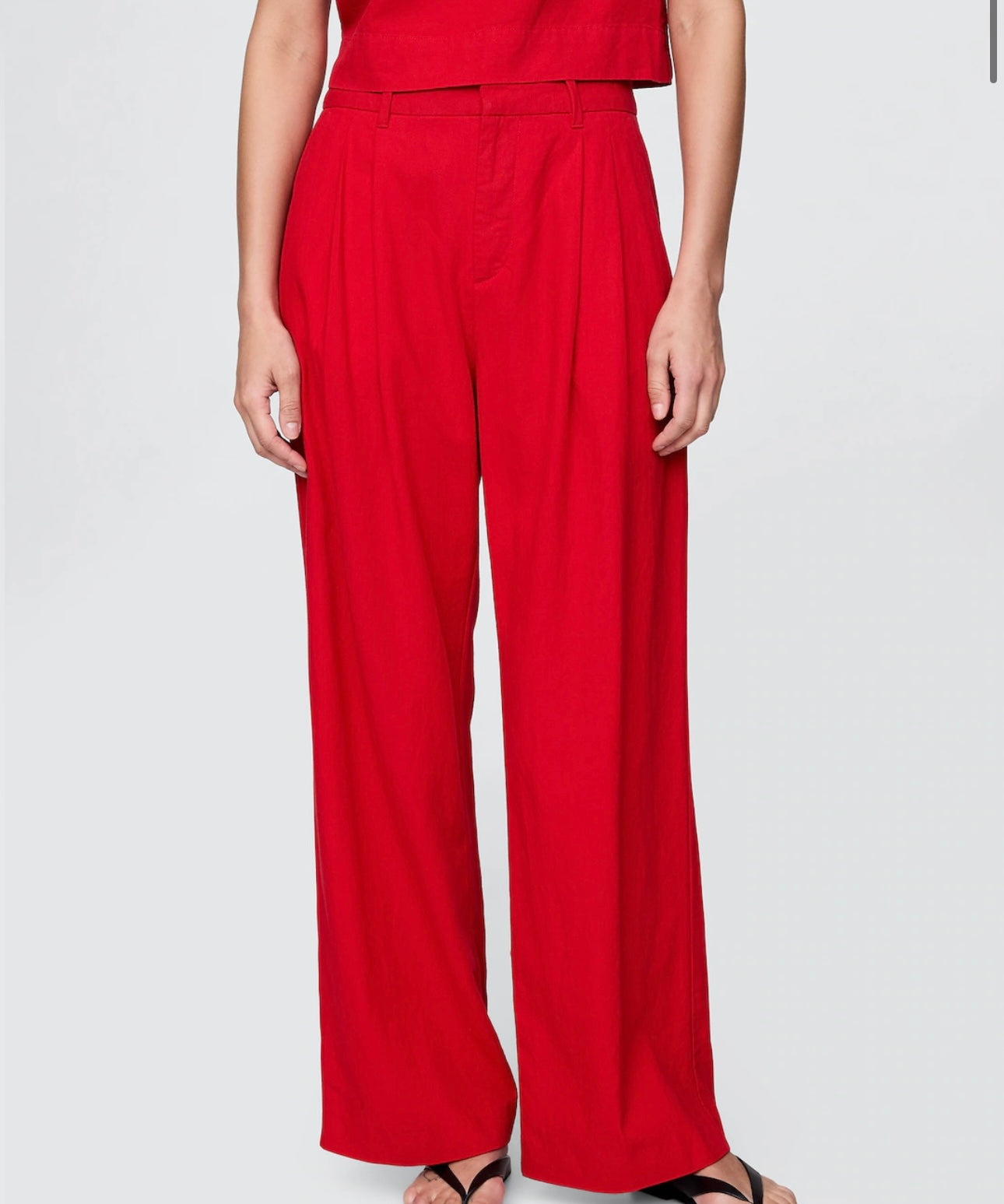 Pantalones de mezcla de lino de cintura alta GAP de mujer