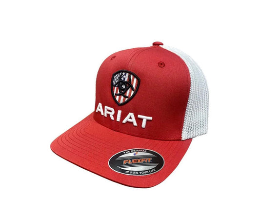 Gorra ARIAT con parche Snapback de malla con logo rojo para hombre