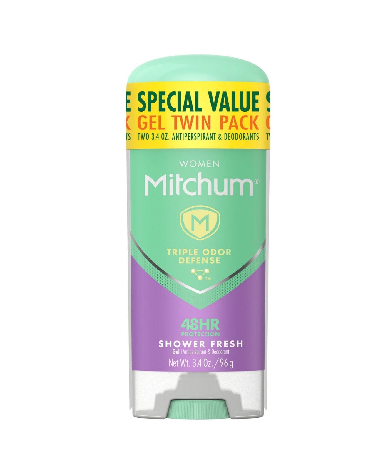 Gel antitranspirante y desodorante de defensa, Mitchum Women 48-Hour Triple Odor, Ducha Fresca