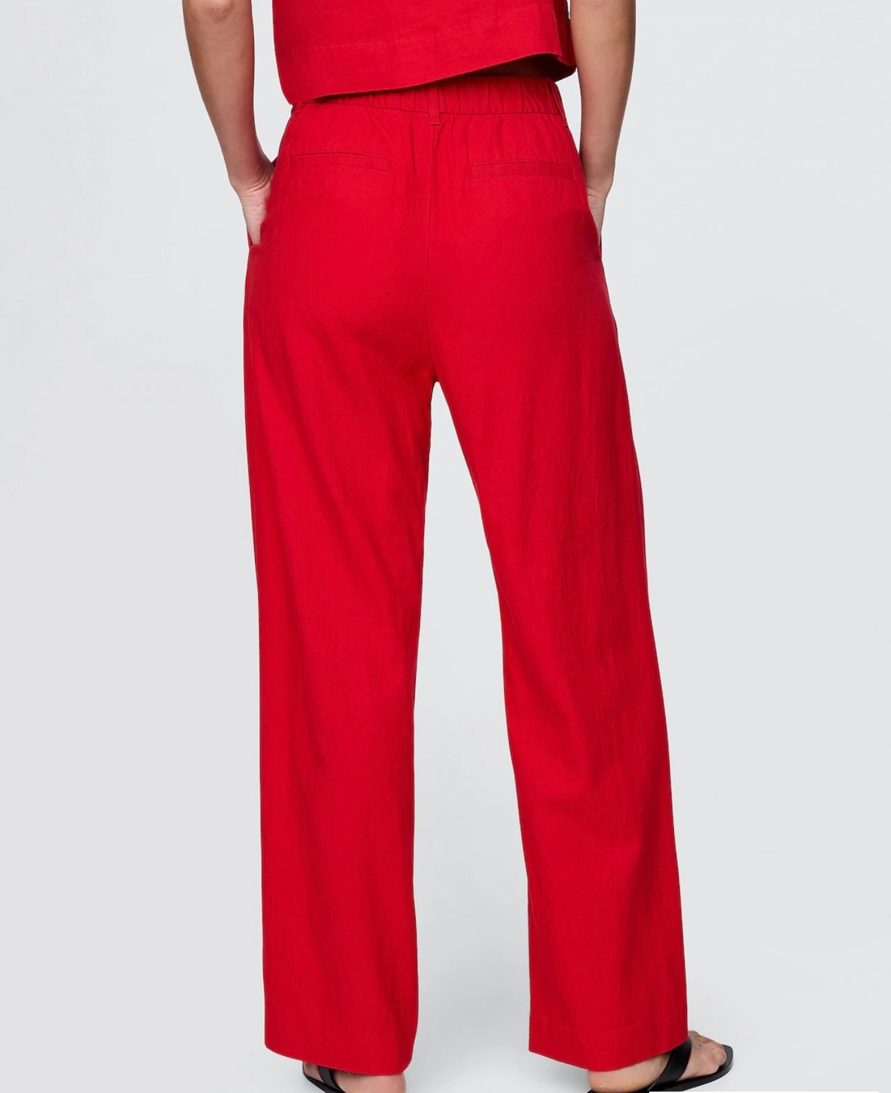 Pantalones de mezcla de lino de cintura alta GAP de mujer