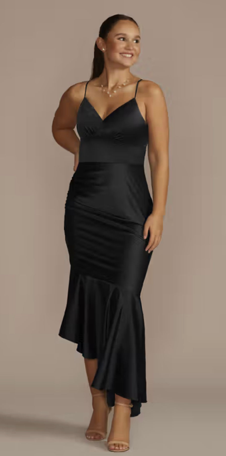 Vestido DB STUDIO envasado Charmeuse elástico asimétrico