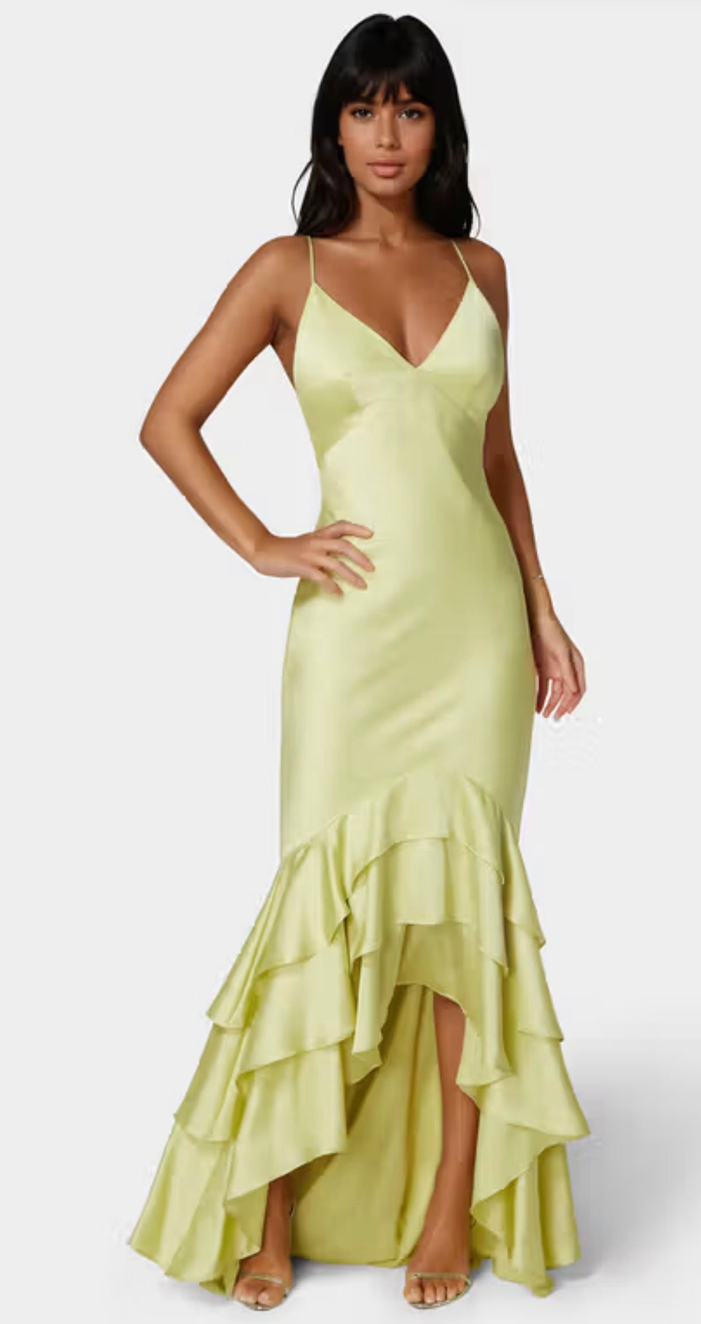 Vestido BEBÉ ajustado y acampanado con dobladillo de volantes de satén