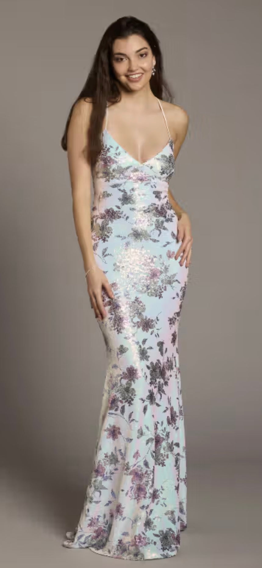 Vestido City Triangles de enreda floral con lentejuelas y cuello en V