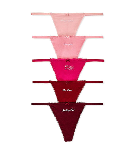 Victoria’s Secret 5-Pack Stretch Cotton Heart V-String Panty