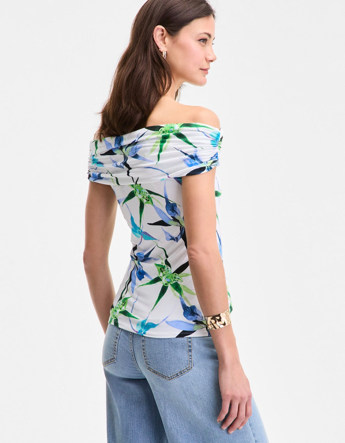 Blusa INC Top Estampado Con Hombros Descubiertos Para Mujer
