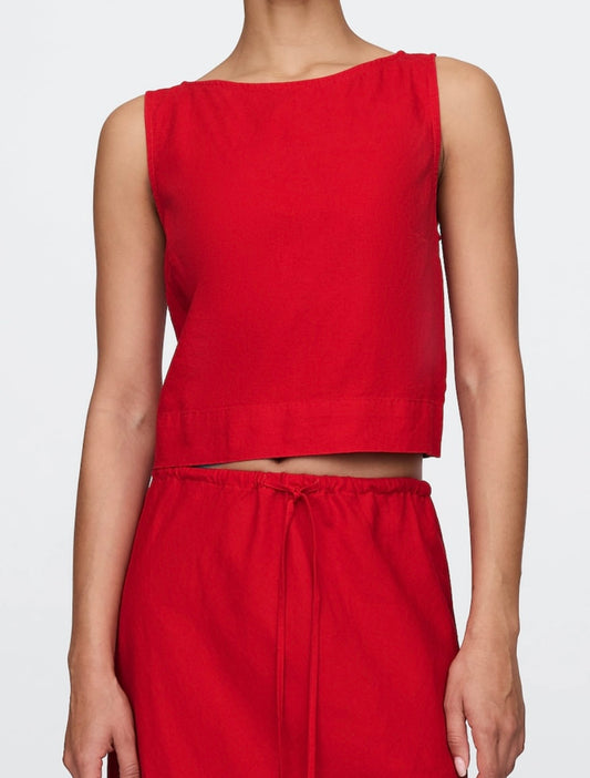 Camiseta sin mangas de concha de mezcla de lino GAP de mujer