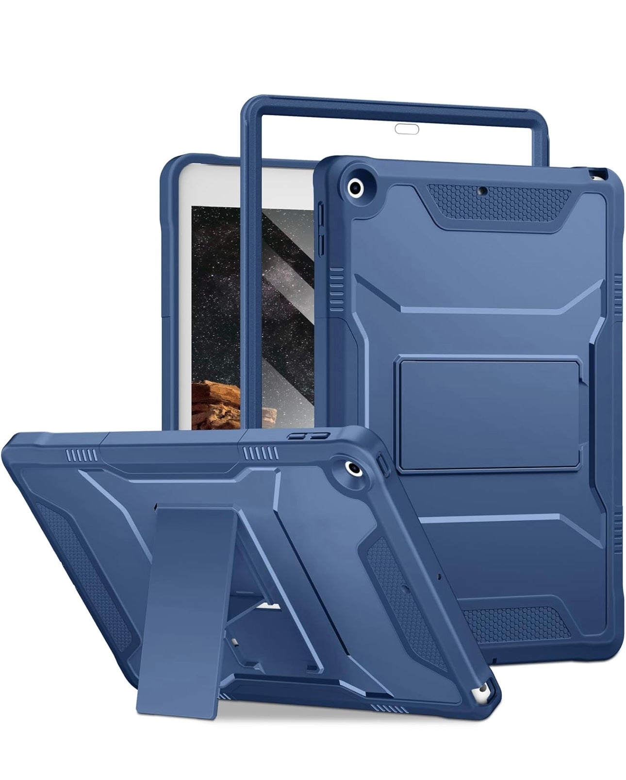Case for iPad 9th/8th/7th Generation 10.2 Inch Case 2021/2020/2019, Built-in Screen Protector, Durable Shockproof Full Body Protective Cover with Kickstand for iPad 10.2", Navy Blue