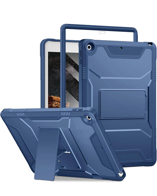 Case for iPad 9th/8th/7th Generation 10.2 Inch Case 2021/2020/2019, Built-in Screen Protector, Durable Shockproof Full Body Protective Cover with Kickstand for iPad 10.2", Navy Blue