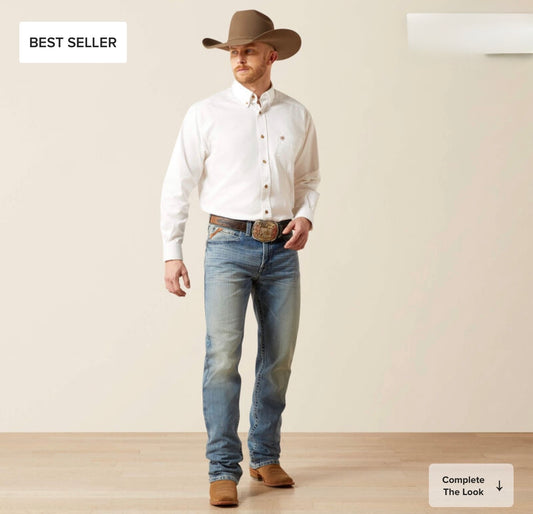 Camisa ARIAT de corte clásico de sarga sólida Hombre