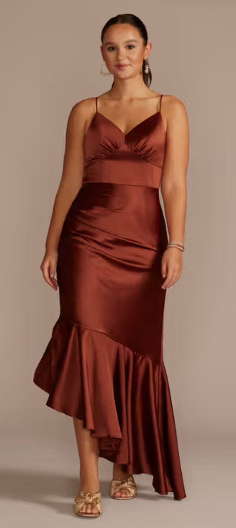 Vestido DB STUDIO envasado Charmeuse elástico asimétrico