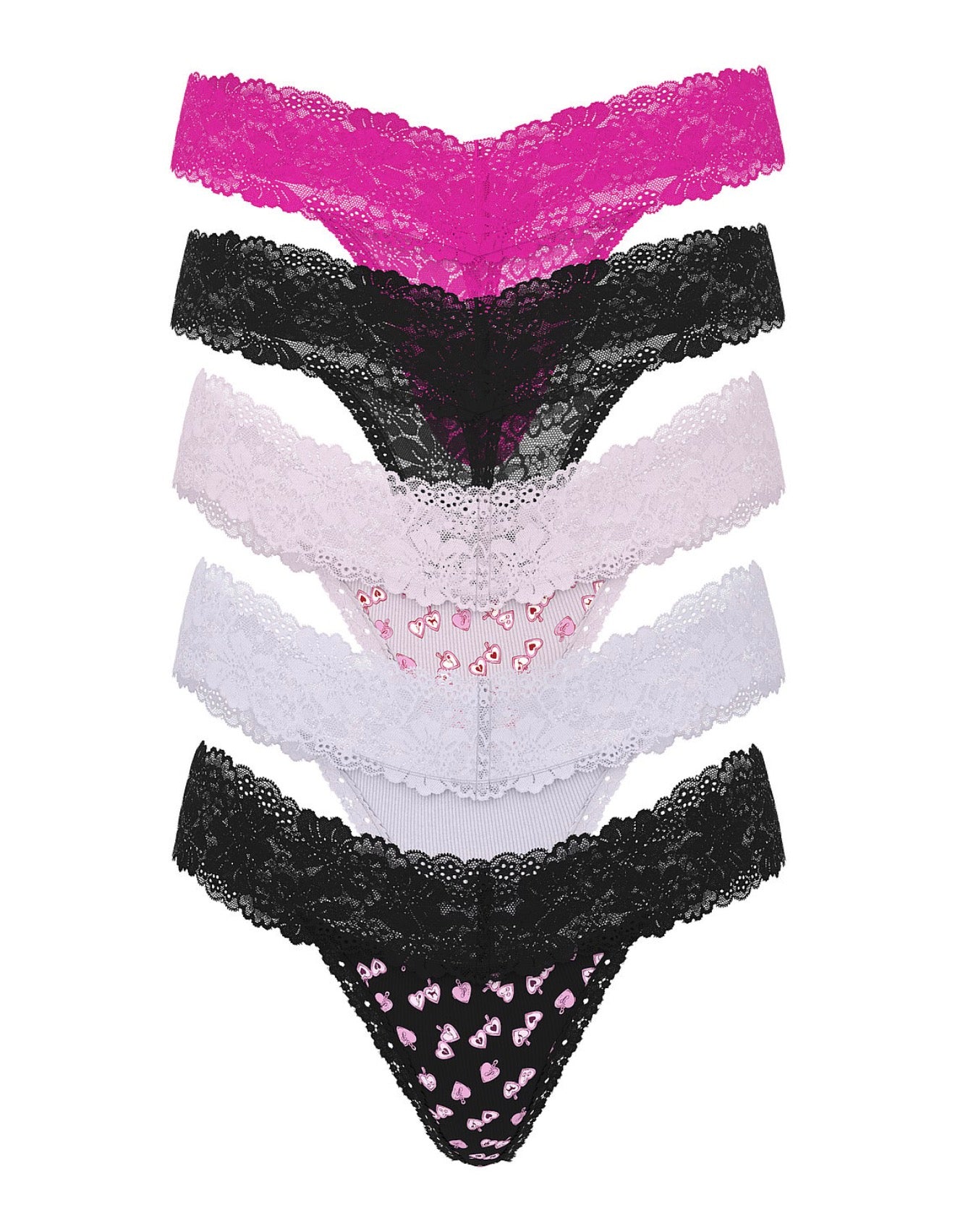 Victoria’s Secret 5-Pack PINK Wink™ Lace-Trim Thong Panty