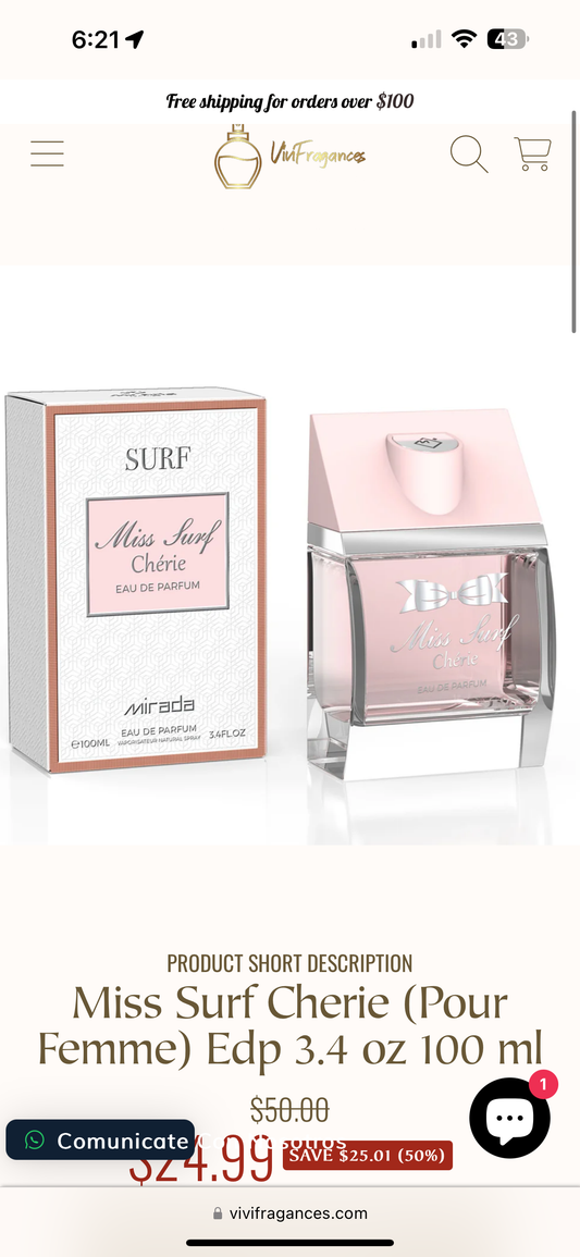 Perfume Mirada Miss Surf Cherie para mujer