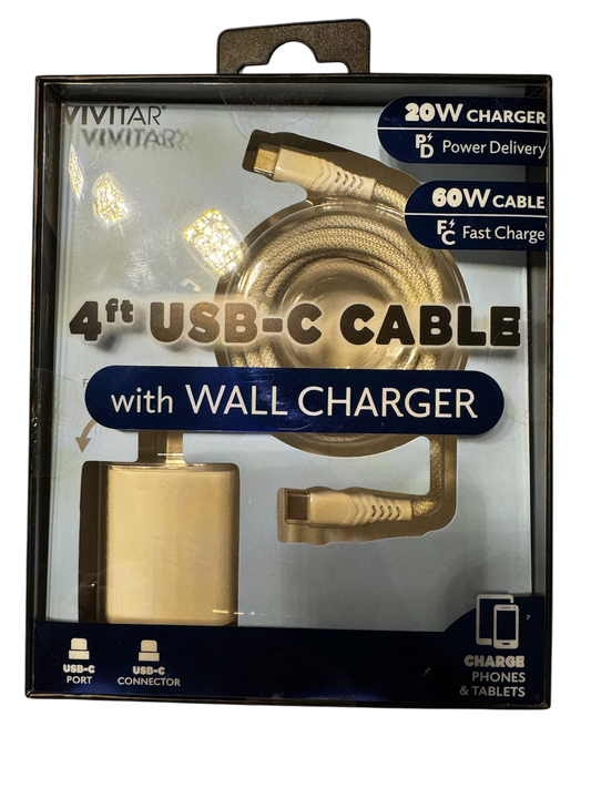 Vivitar 20W Charger 4ft USB-C Cable