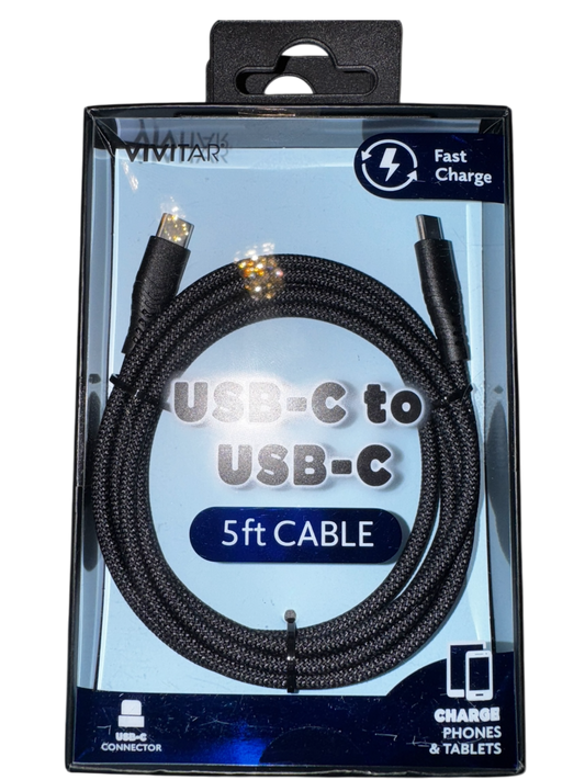 Vivitar USB-C to USB-C 5ft Cable Black