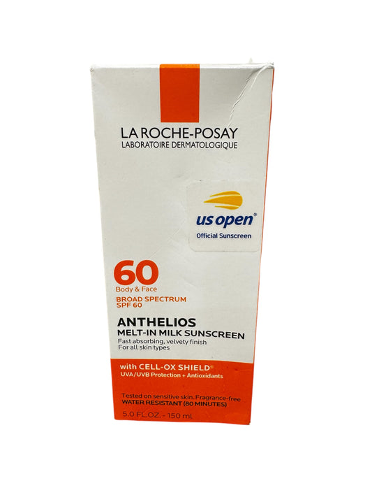 La Roche-Posay Anthelios Melt-In Milk Sunscreen SPF 60, Sunscreen For Body & Face, Broad Spectrum SPF + Antioxidants, Oil Free, Lightweight & Fast Absorbing, Oxybenzone Free