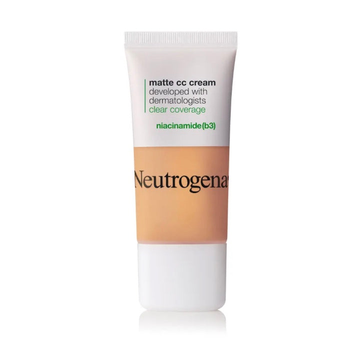 Neutrogena Clear Coverage Flawless Matte CC Cream, Full-Coverage Color Correcting Cream Face Makeup with Niacinamide (b3) Hypoallergenic Oil Free & Fragrance Free