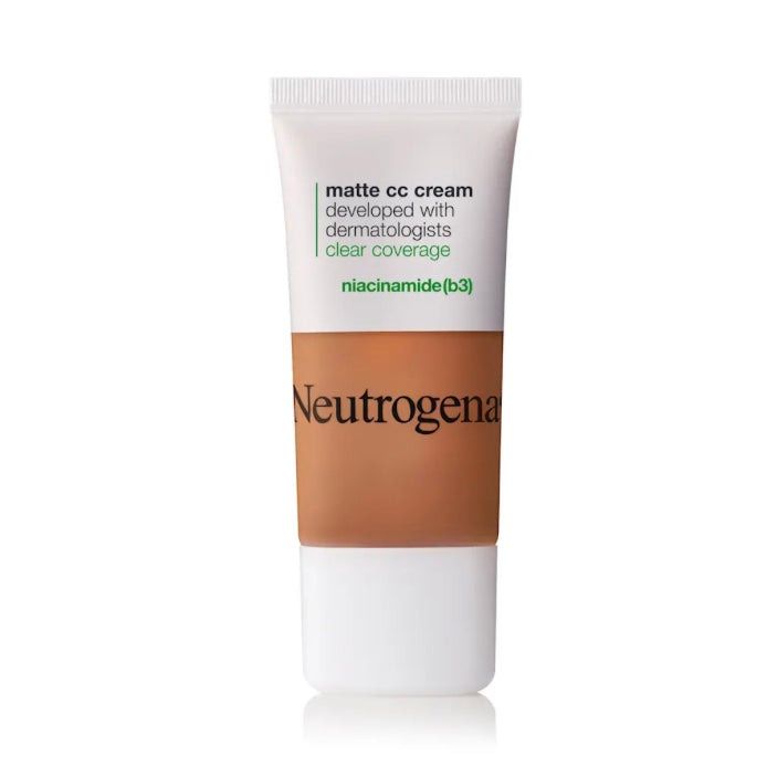 Neutrogena Clear Coverage Flawless Matte CC Cream, Full-Coverage Color Correcting Cream Face Makeup with Niacinamide (b3) Hypoallergenic Oil Free & Fragrance Free