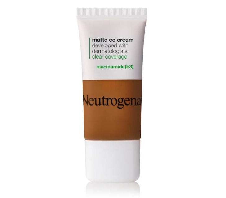 Neutrogena Clear Coverage Flawless Matte CC Cream, Full-Coverage Color Correcting Cream Face Makeup with Niacinamide (b3) Hypoallergenic Oil Free & Fragrance Free